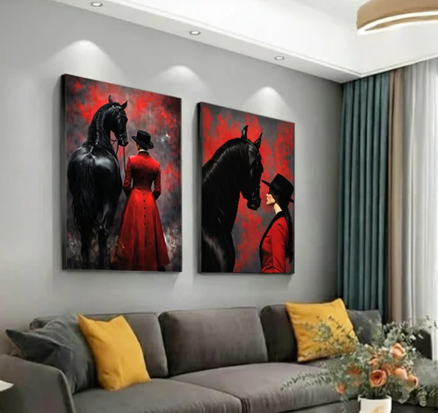 تابلو طرح اسب مدرن کد 398